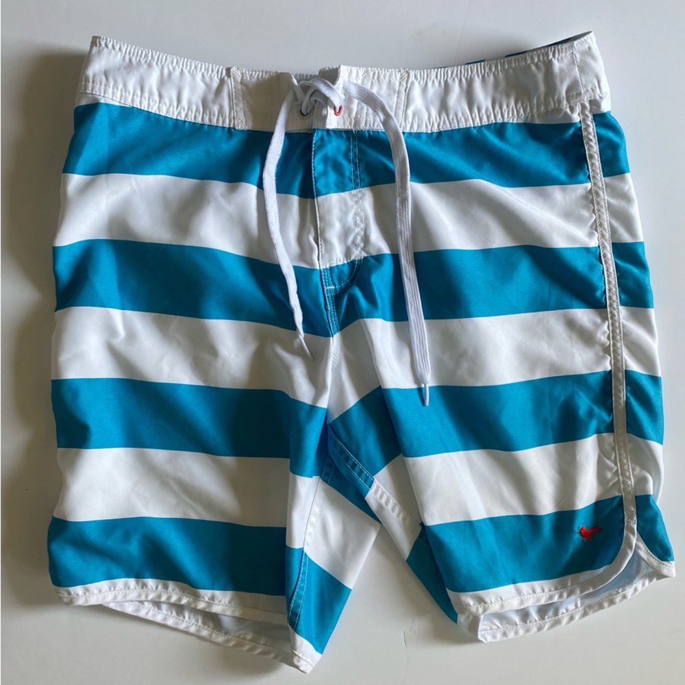 Blue and white striped Men’s Swim Trunks